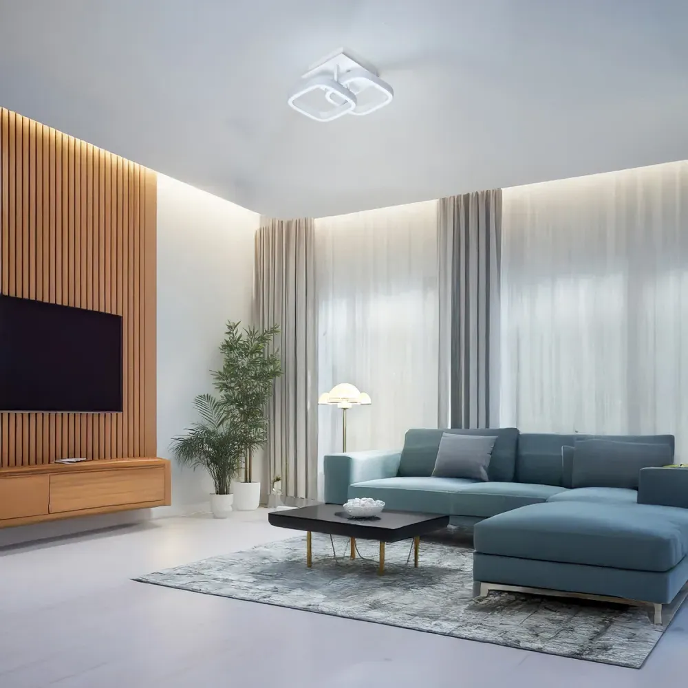 Double Head Matte White LED Ceiling Light - White