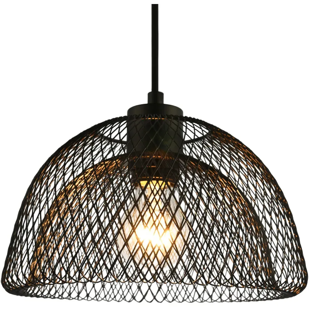 Double Mesh Wire Pendant Light Shade - Black