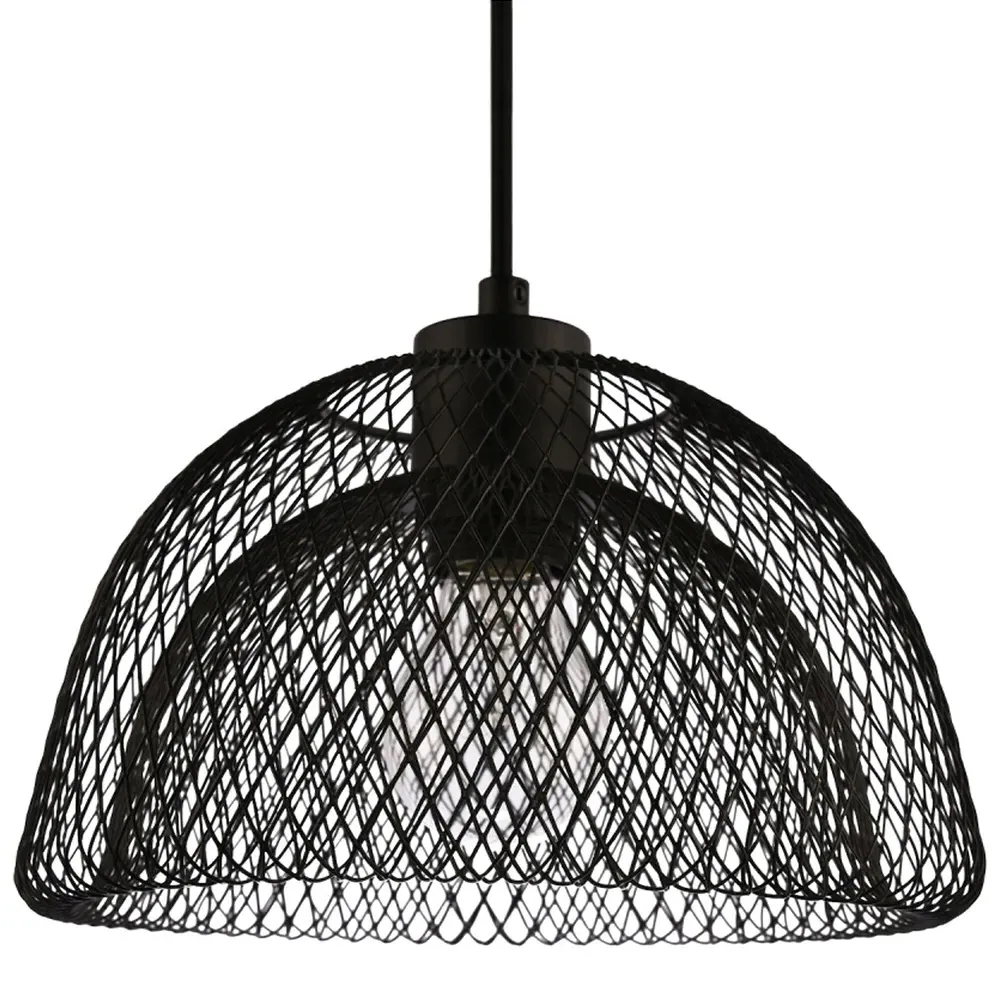 Double Mesh Wire Pendant Light Shade - Black image