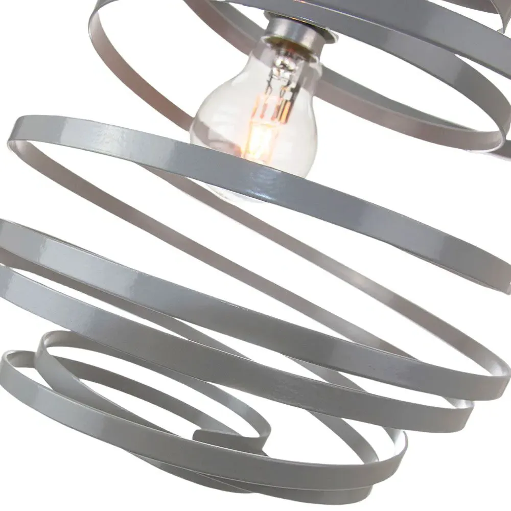 Double Ribbon Spiral Pendant Shade - Grey, Metal