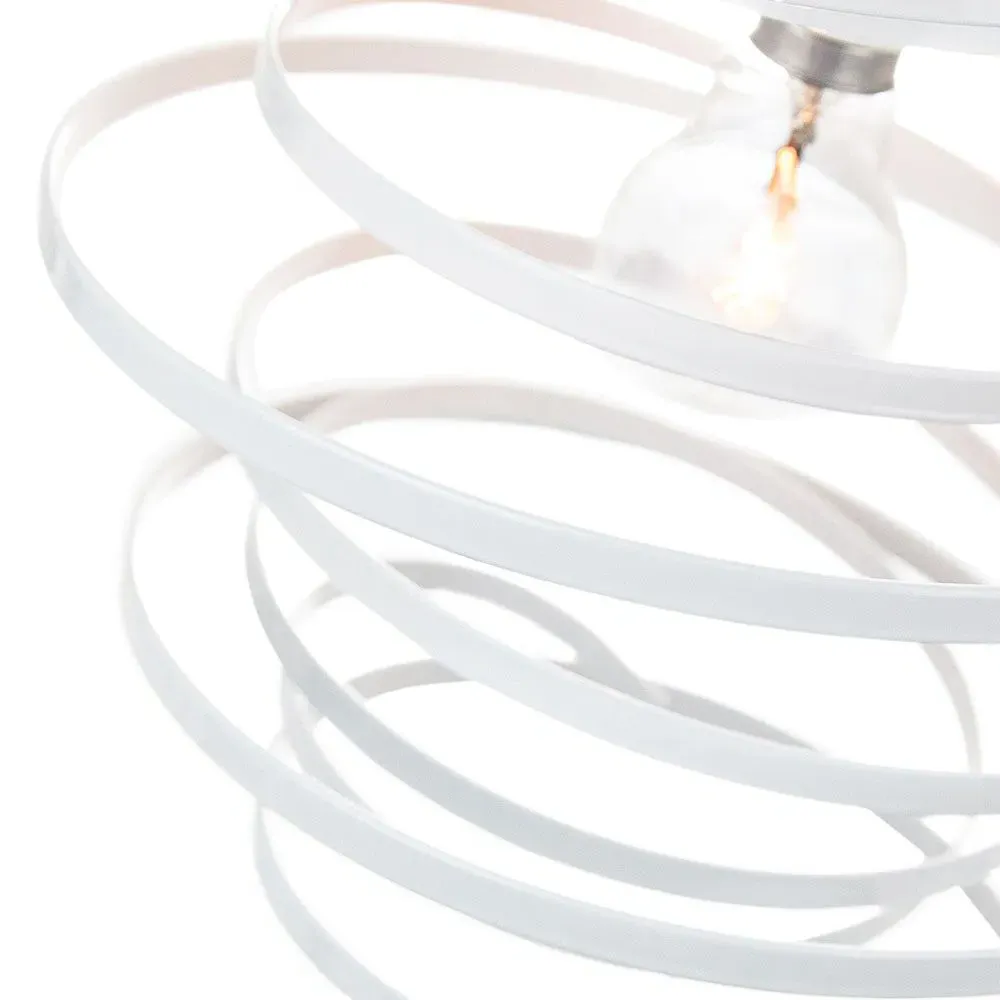 Double Ribbon Spiral Pendant Shade - White, Metal