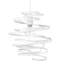 Double Ribbon Spiral Pendant Shade - White, Metal