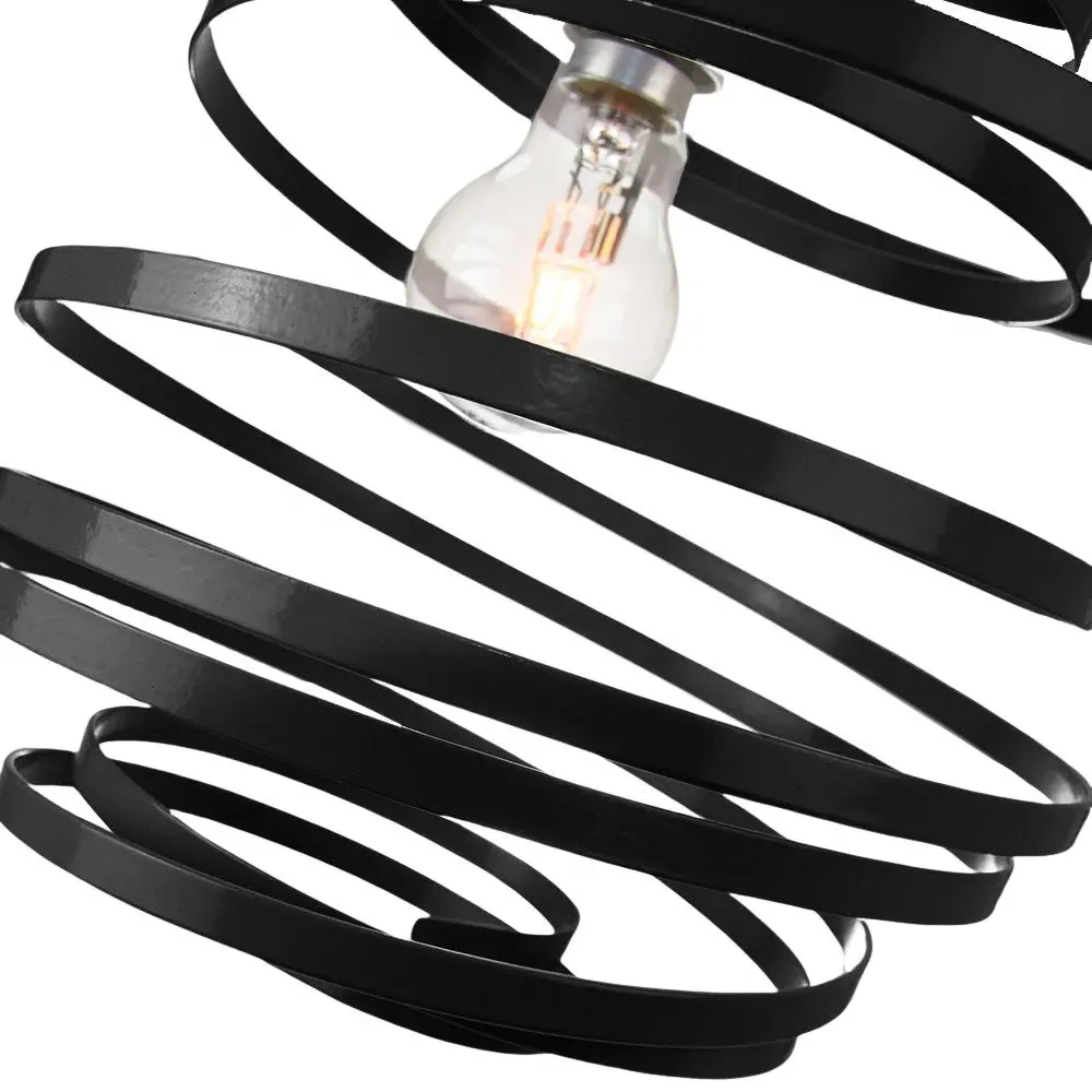 Double Ribbon Spiral Swirl Pendant Shade - Black, Metal