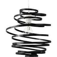 Double Ribbon Spiral Swirl Pendant Shade - Black, Metal