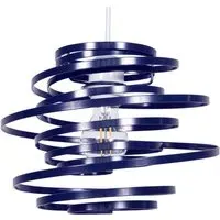 Double Ribbon Spiral Swirl Pendant Shade - Blue, Metal