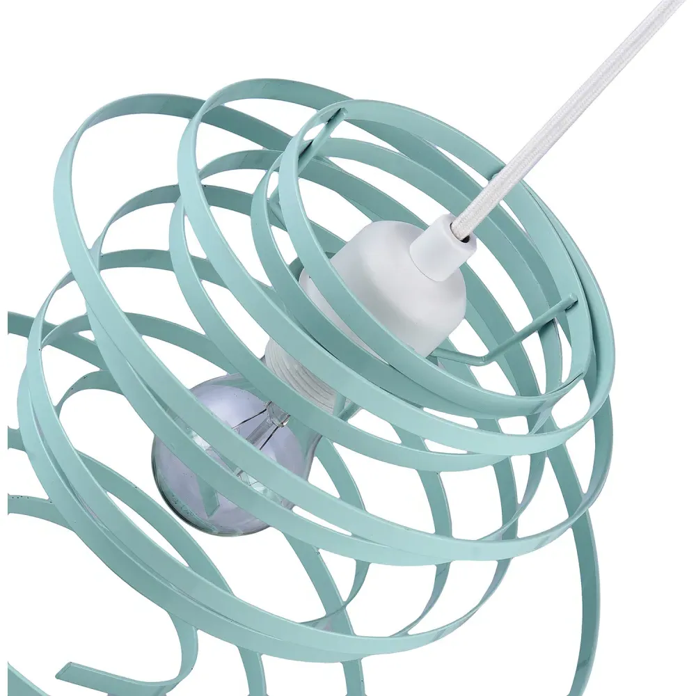 Double Ribbon Spiral Swirl Pendant Shade - Duck Egg, Metal