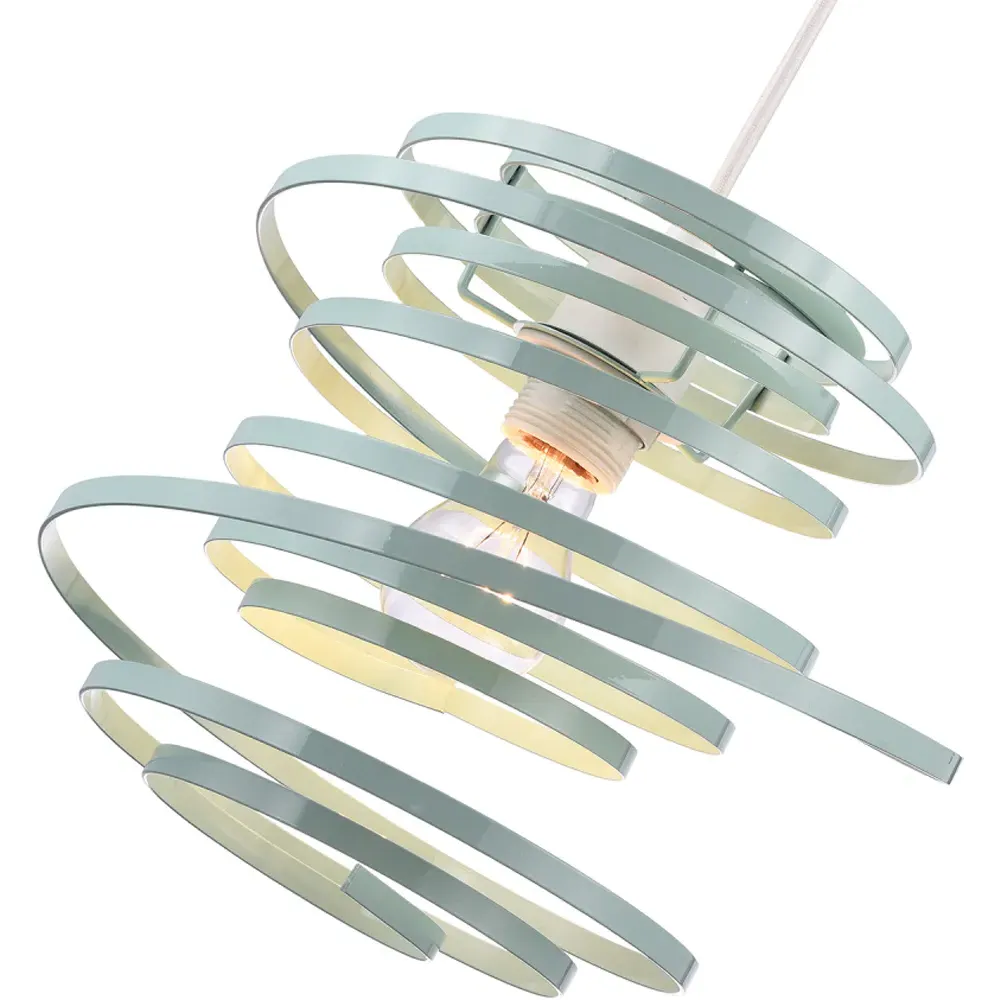 Double Ribbon Spiral Swirl Pendant Shade - Duck Egg, Metal