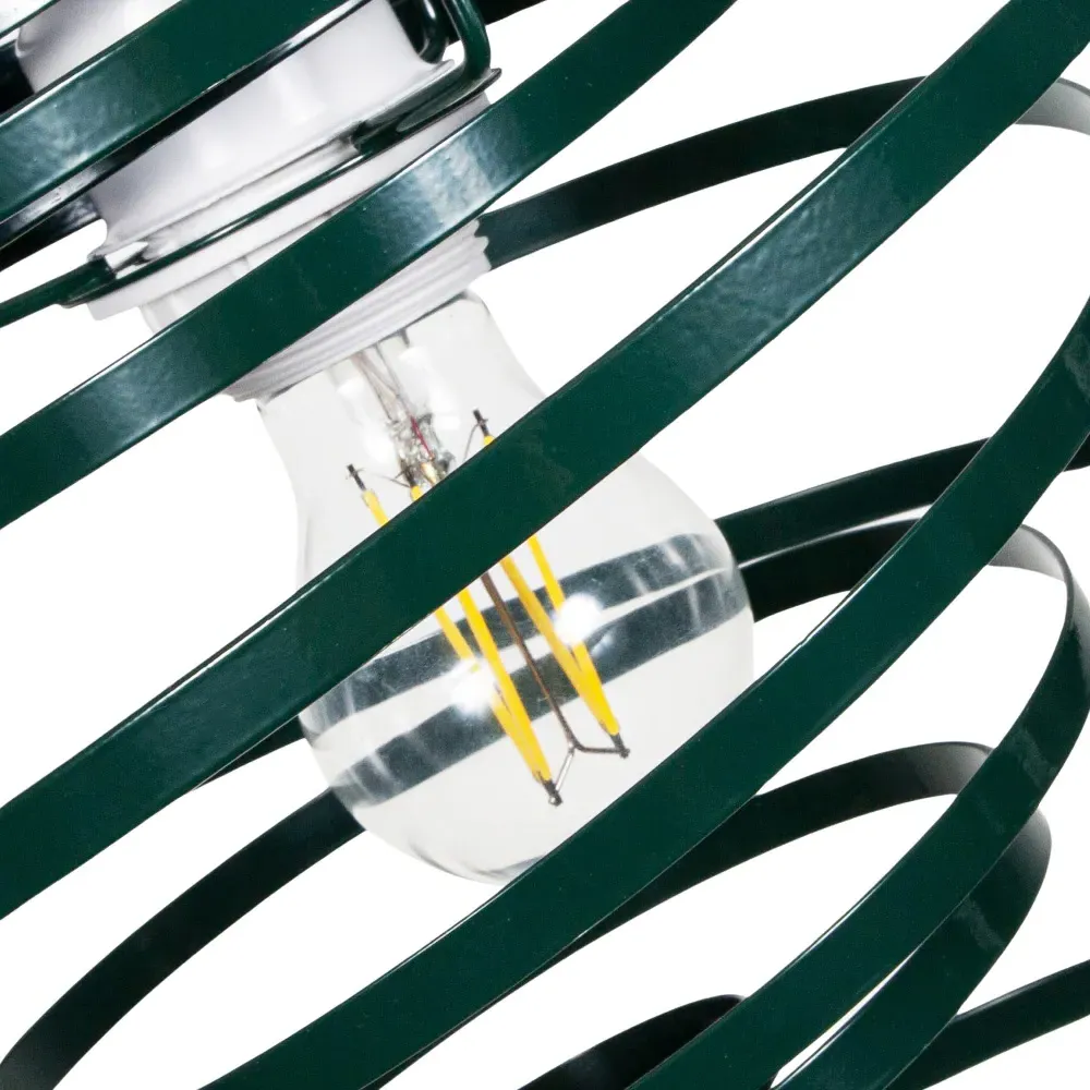 Double Ribbon Spiral Swirl Pendant Shade - Green, Metal