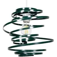 Double Ribbon Spiral Swirl Pendant Shade - Green, Metal