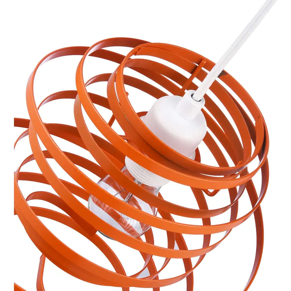 Double Ribbon Spiral Swirl Pendant Shade - Orange, Metal