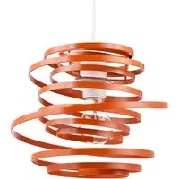 Double Ribbon Spiral Swirl Pendant Shade - Orange, Metal