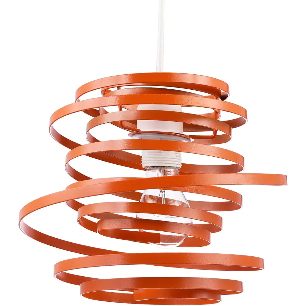 Double Ribbon Spiral Swirl Pendant Shade - Orange, Metal