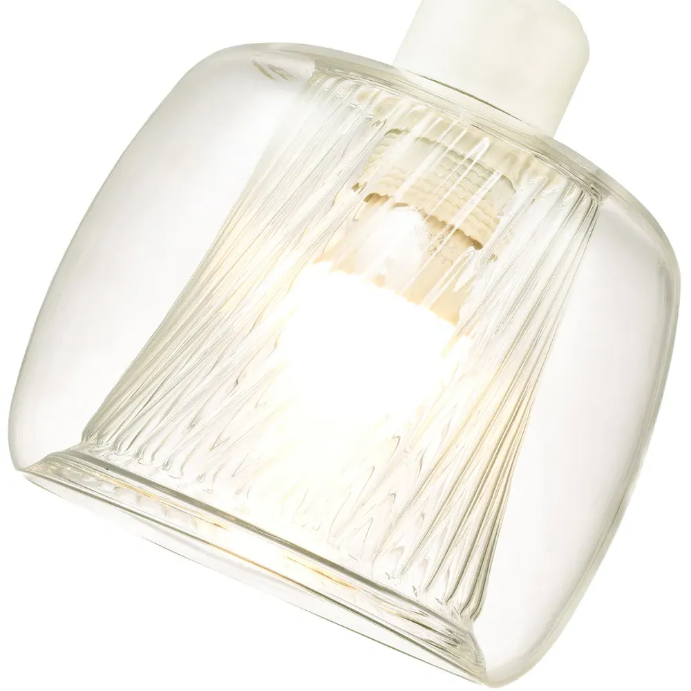 Double Rounded Pendant Shade with Ribbed Detail - Clear Glass