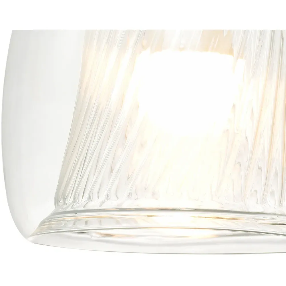 Double Rounded Pendant Shade with Ribbed Detail - Clear Glass