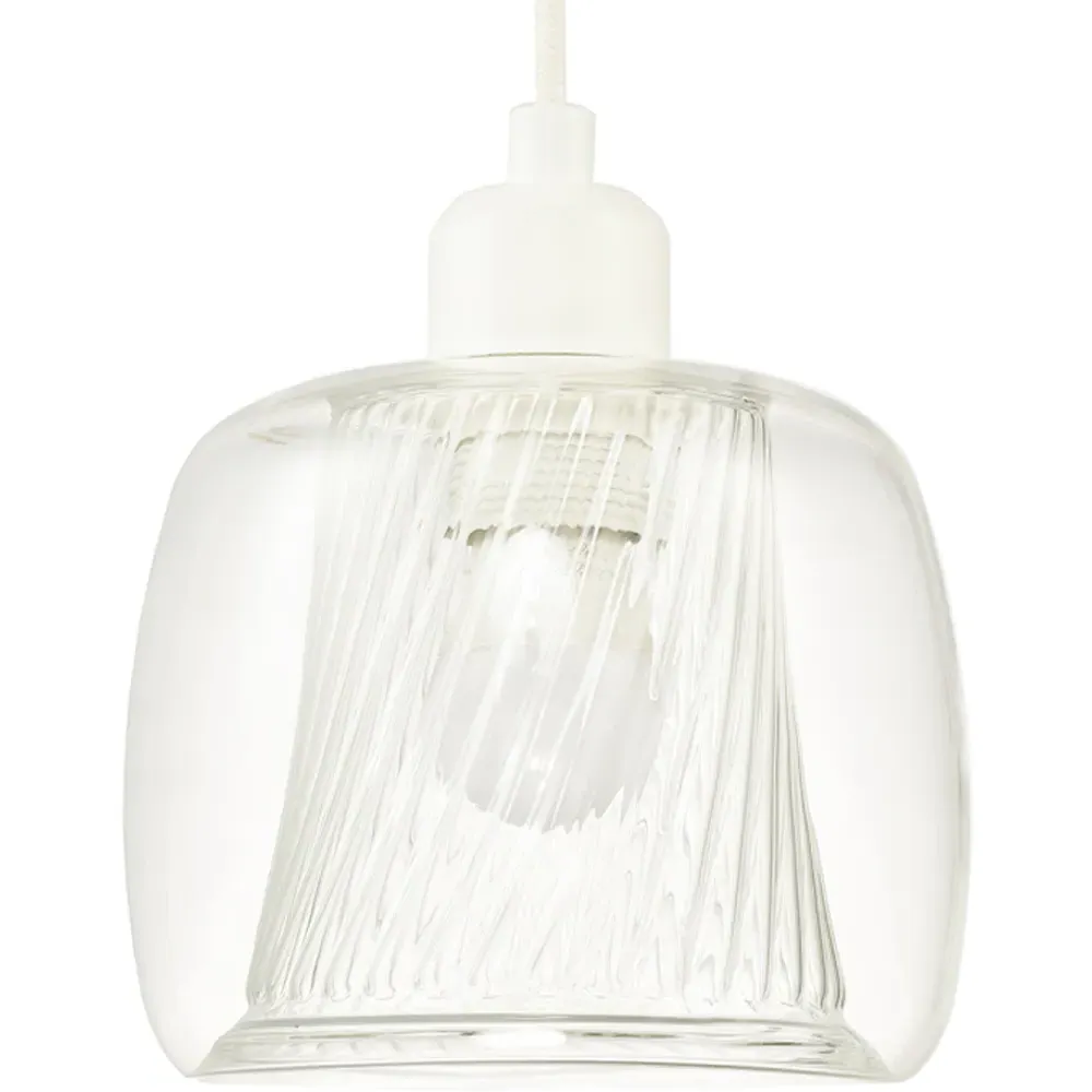 Double Rounded Pendant Shade with Ribbed Detail - Clear Glass image