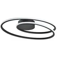 Double Swirl Strip LED Flush Ceiling Light - Black, Metal