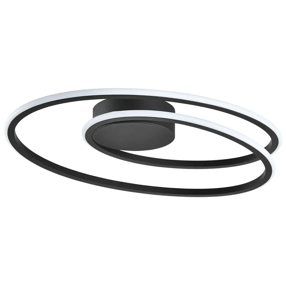 Double Swirl Strip LED Flush Ceiling Light - Black, Metal image