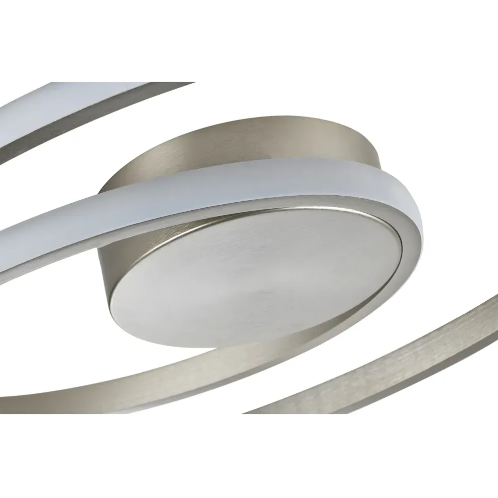 Double Swirl Strip LED Flush Ceiling Light - Silver, Metal