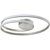 Double Swirl Strip LED Flush Ceiling Light - Silver, Metal