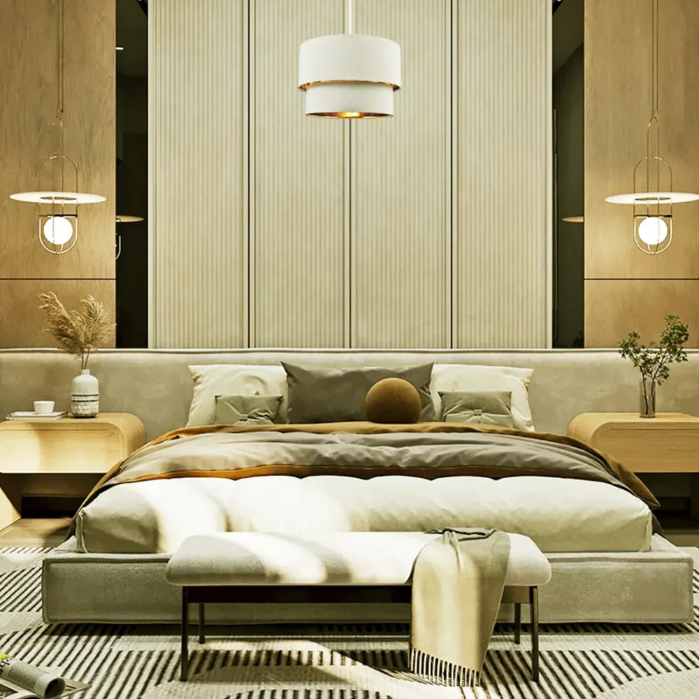 Double Tier Pendant Shade - Cream, Cotton