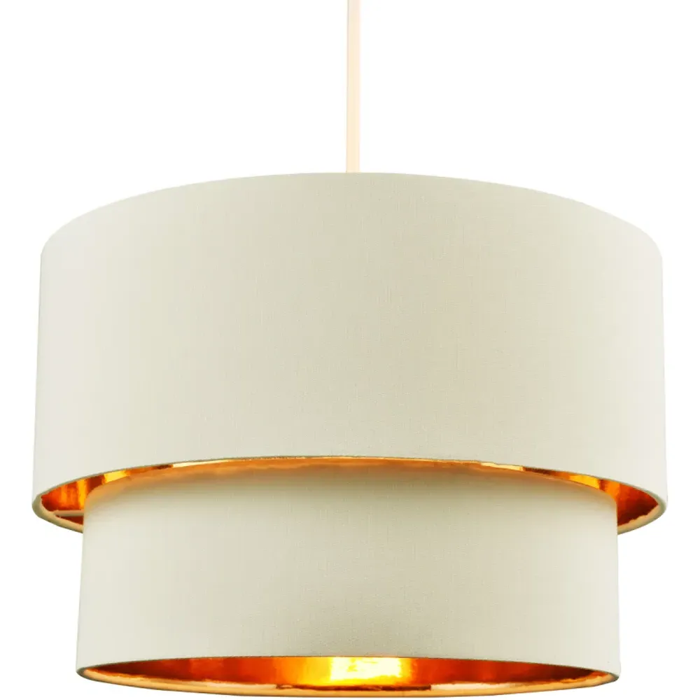 Double Tier Pendant Shade - Cream, Cotton