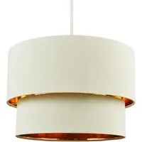 Double Tier Pendant Shade - Cream, Cotton