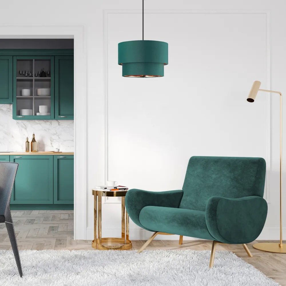 Double Tier Pendant Shade - Green, Cotton