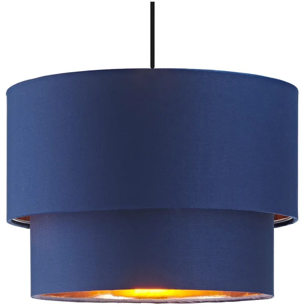Double Tier Pendant Shade - Navy Blue, Cotton