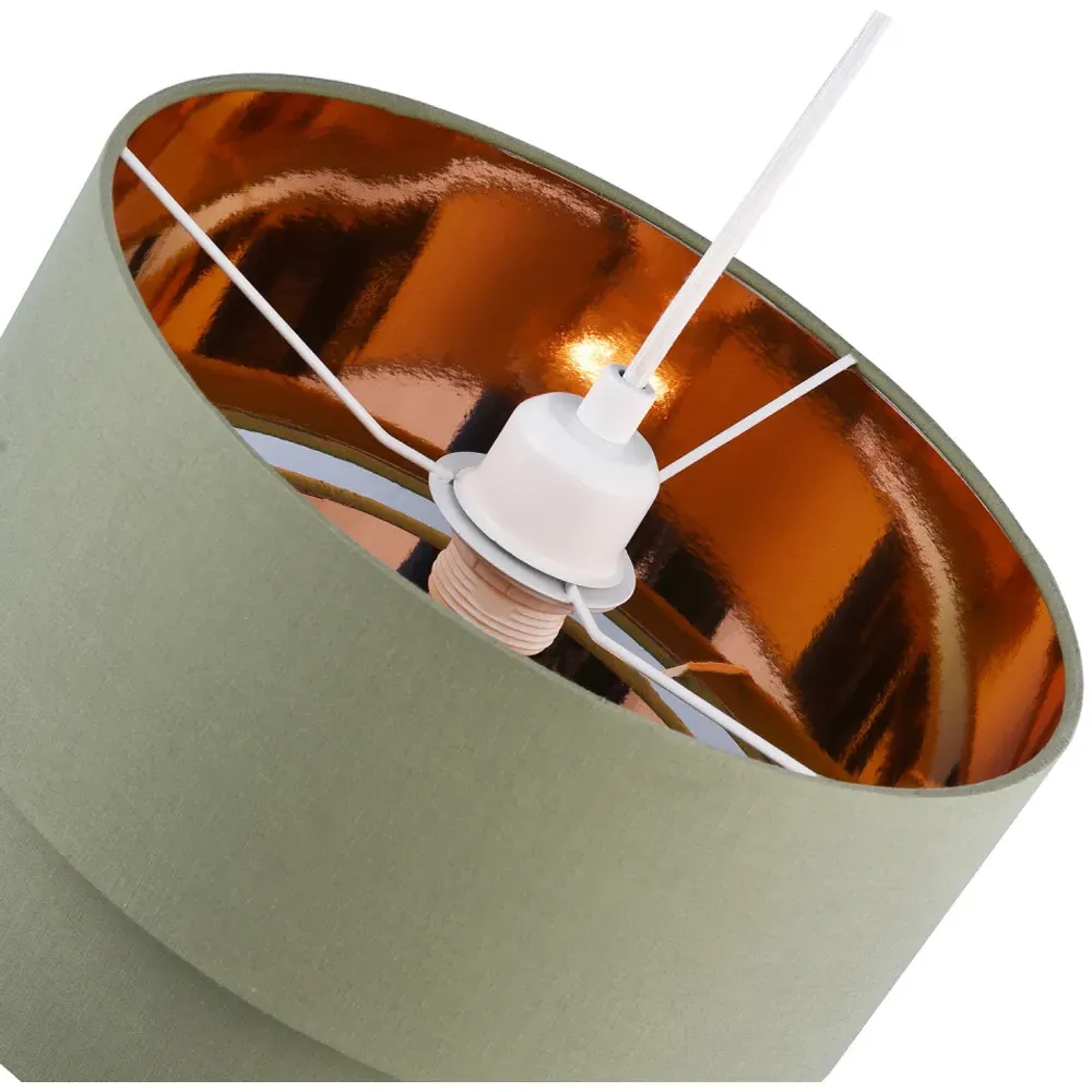 Double Tier Pendant Shade - Olive Green, Cotton