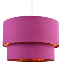 Double Tier Pendant Shade - Pink, Cotton