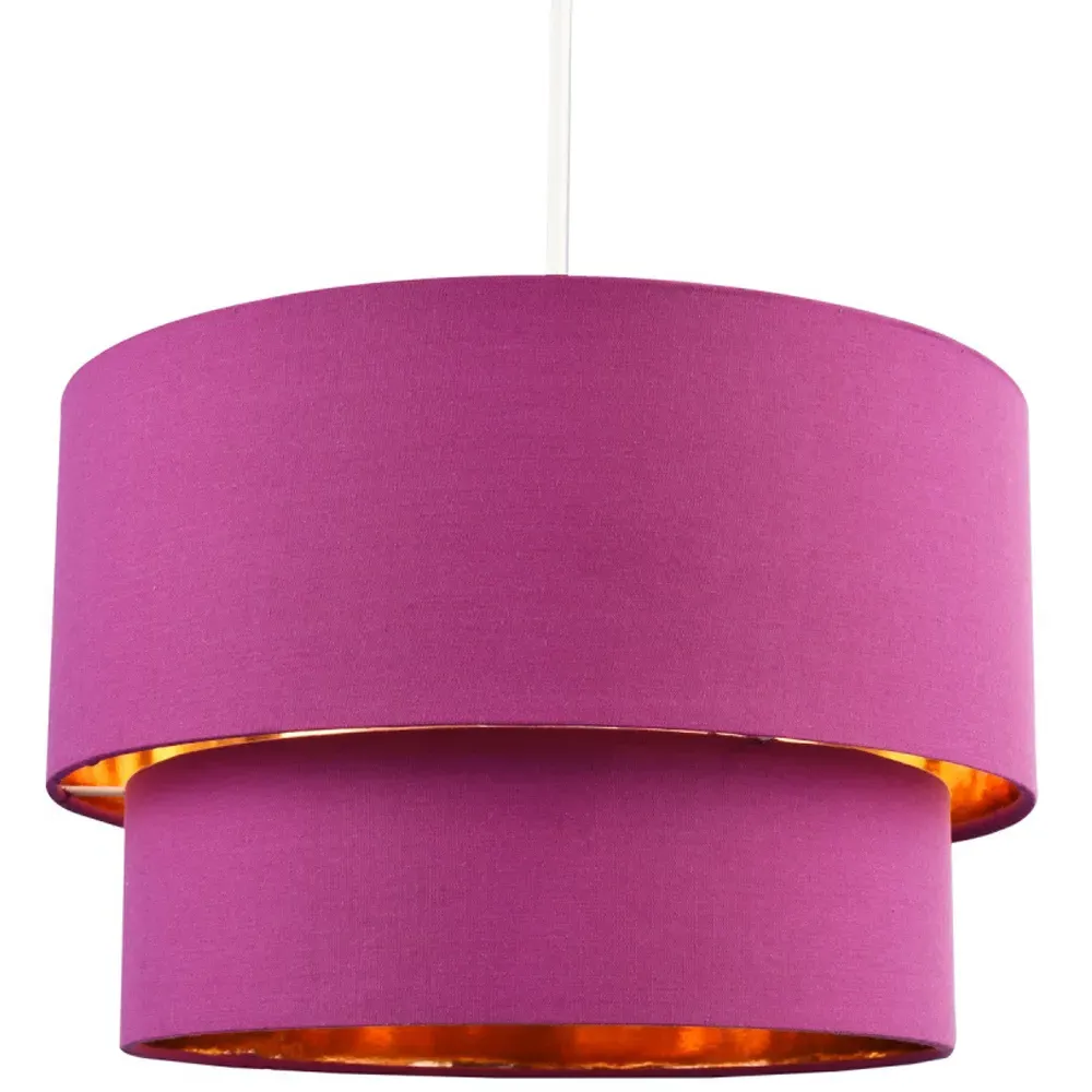 Double Tier Pendant Shade - Pink, Cotton