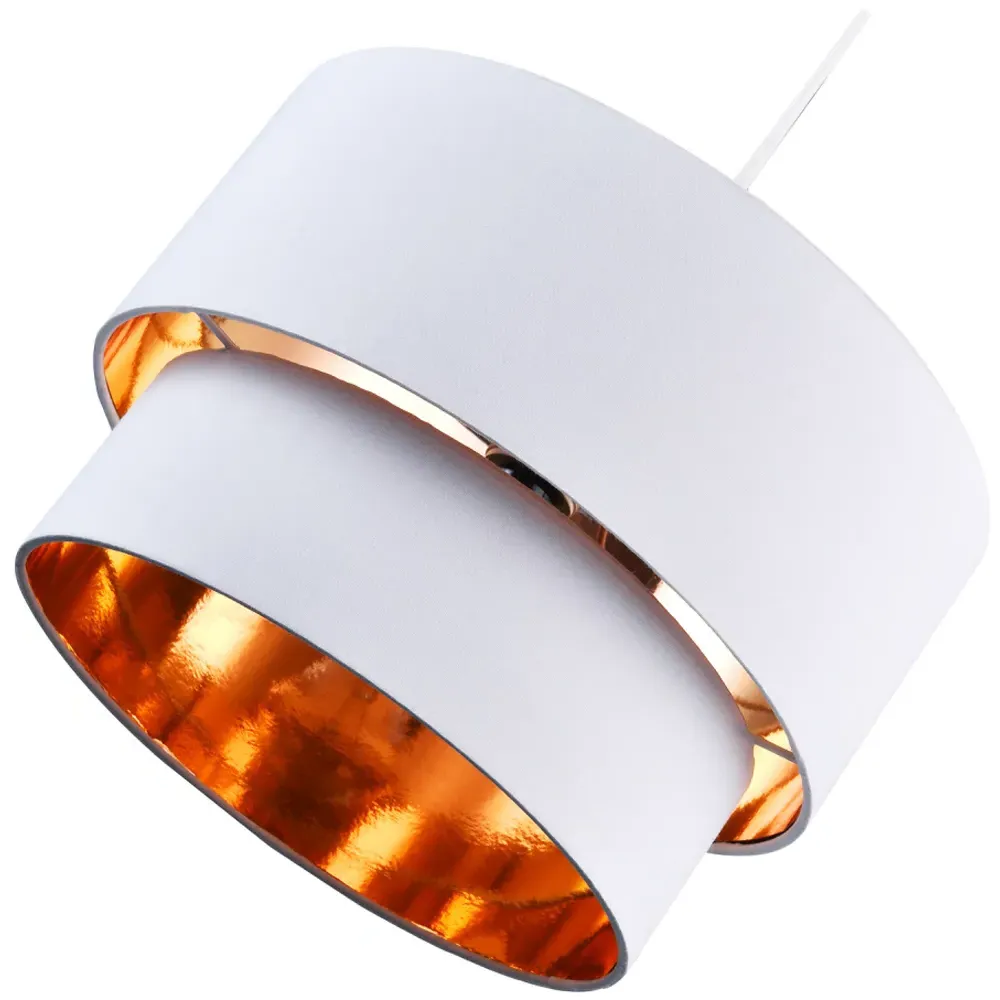 Double Tier Pendant Shade - White, Cotton