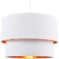Double Tier Pendant Shade - White, Cotton
