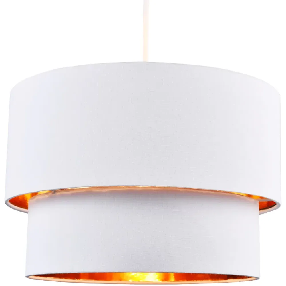 Double Tier Pendant Shade - White, Cotton