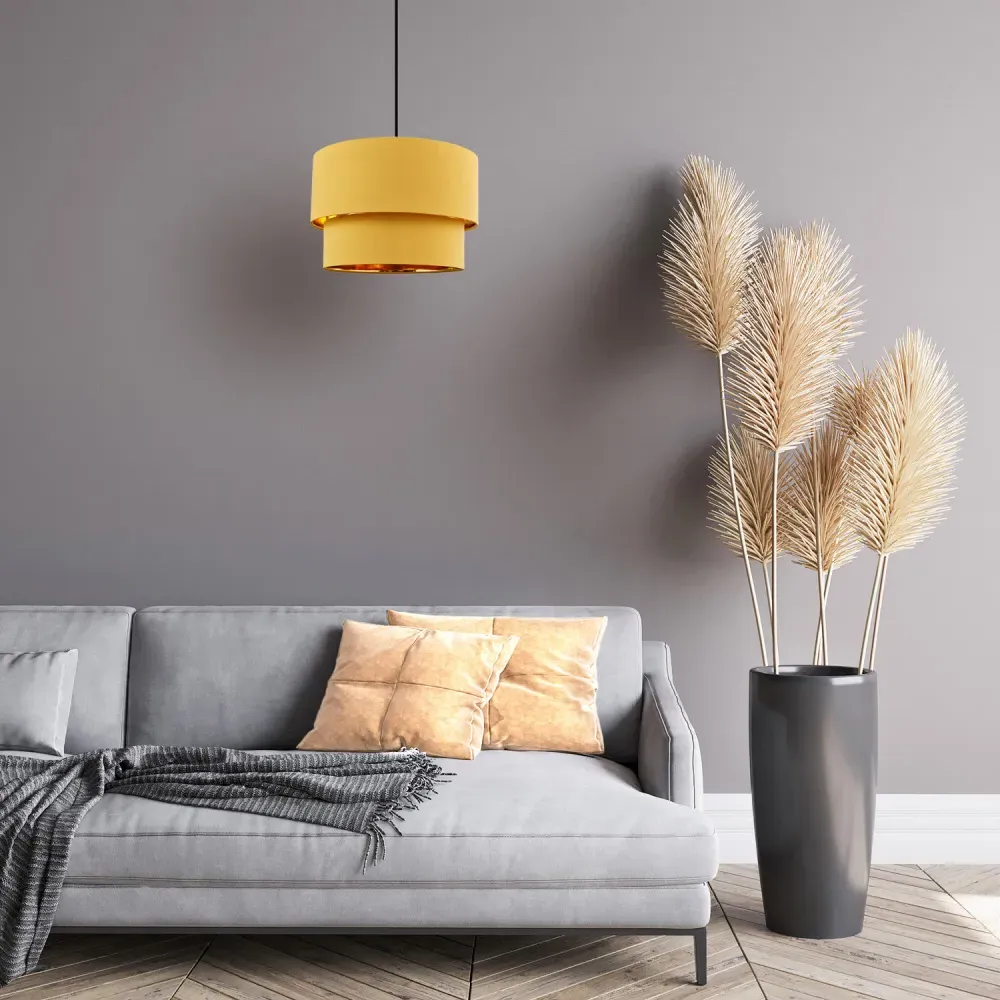 Double Tier Pendant Shade - Yellow, Cotton