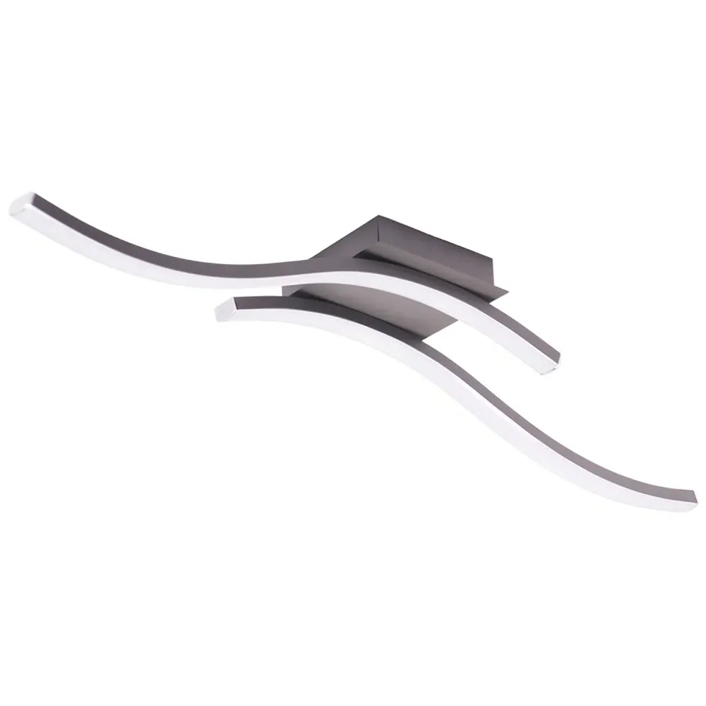 Double Wavy Strip Flush LED Ceiling Light - Grey image