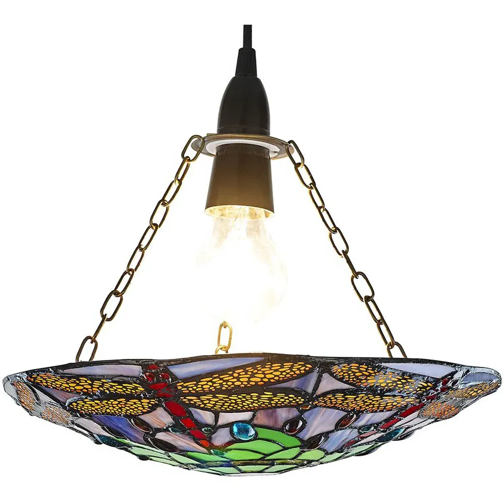 Dragonfly Tiffany Glass Pendant Shade - Multi, Glass