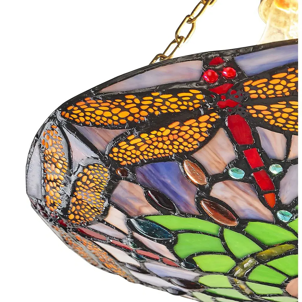 Dragonfly Tiffany Glass Pendant Shade - Multi, Glass