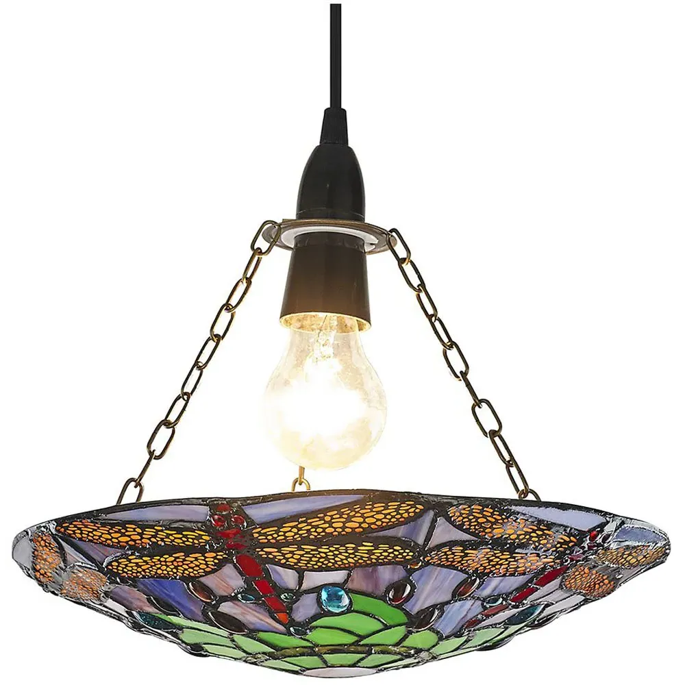 Dragonfly Tiffany Glass Pendant Shade - Multi, Glass
