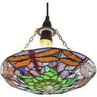 Dragonfly Tiffany Glass Pendant Shade - Multi, Glass