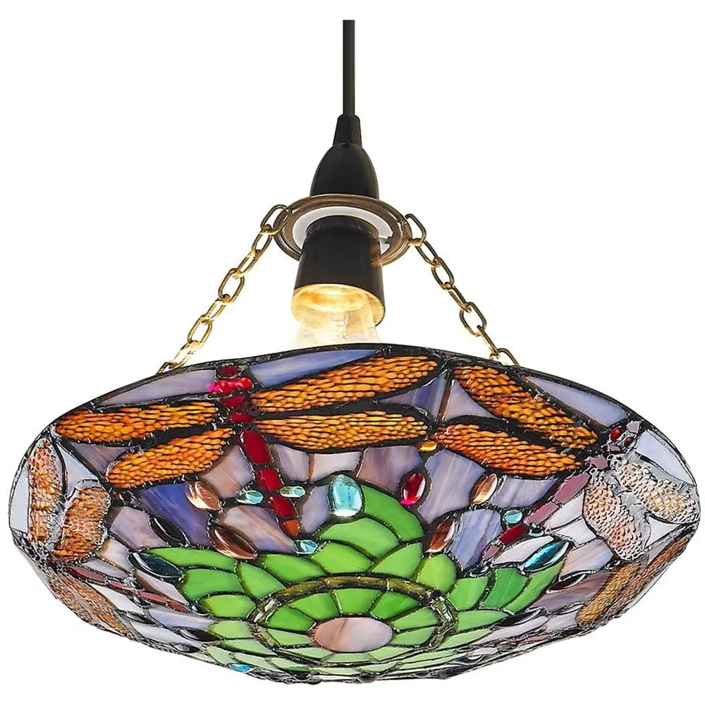 Dragonfly Tiffany Glass Pendant Shade - Multi, Glass image