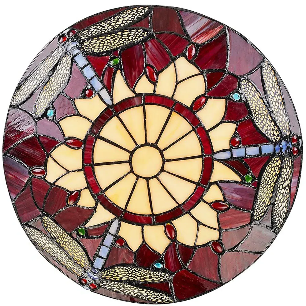 Dragonfly Tiffany Glass Pendant Shade - Red, Glass