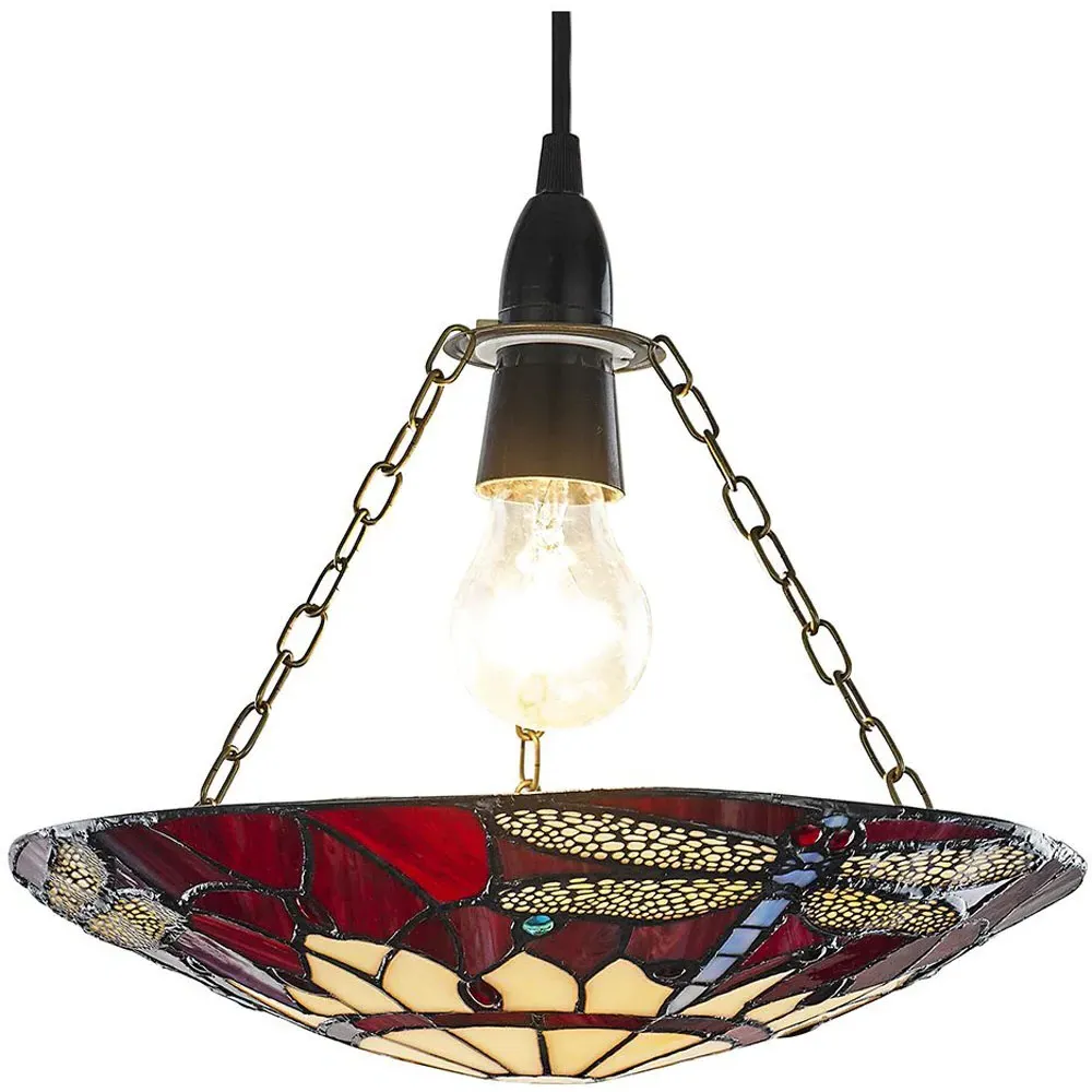 Dragonfly Tiffany Glass Pendant Shade - Red, Glass