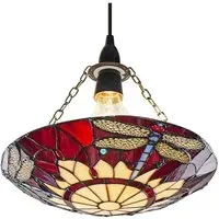 Dragonfly Tiffany Glass Pendant Shade - Red, Glass