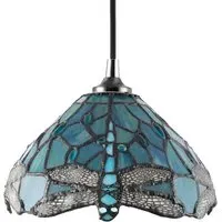 Dragonfly Tiffany Pendant Light Shade - Green, Stained Glass