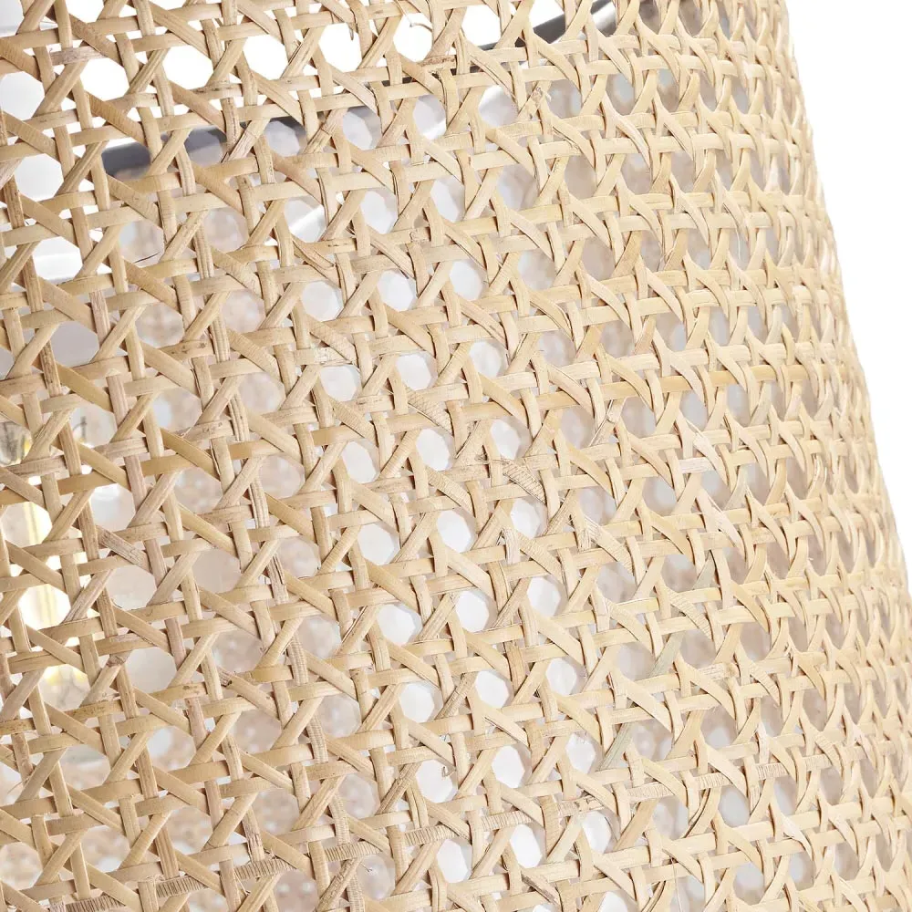 Drum Pendant Shade with Cotton Trims - Brown, Rattan Wicker