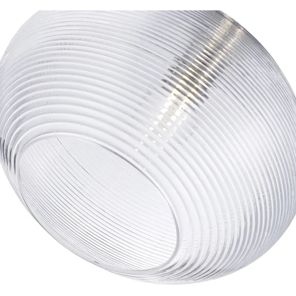 Drum Pendant Shade with Ribbed Spiral - Clear Glass