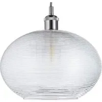 Drum Pendant Shade with Ribbed Spiral - Clear Glass