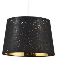 Drum Pendant Shade with Small Holes - Black, Cotton