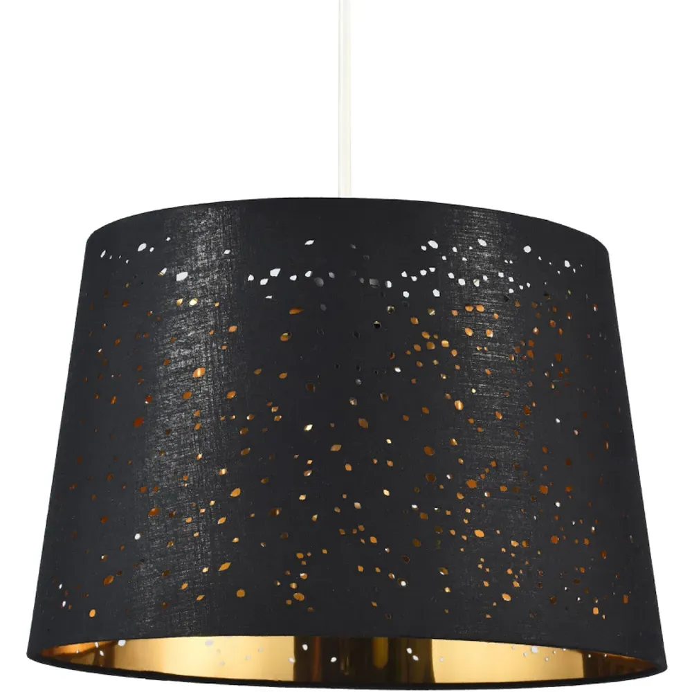 Drum Pendant Shade with Small Holes - Black, Cotton image